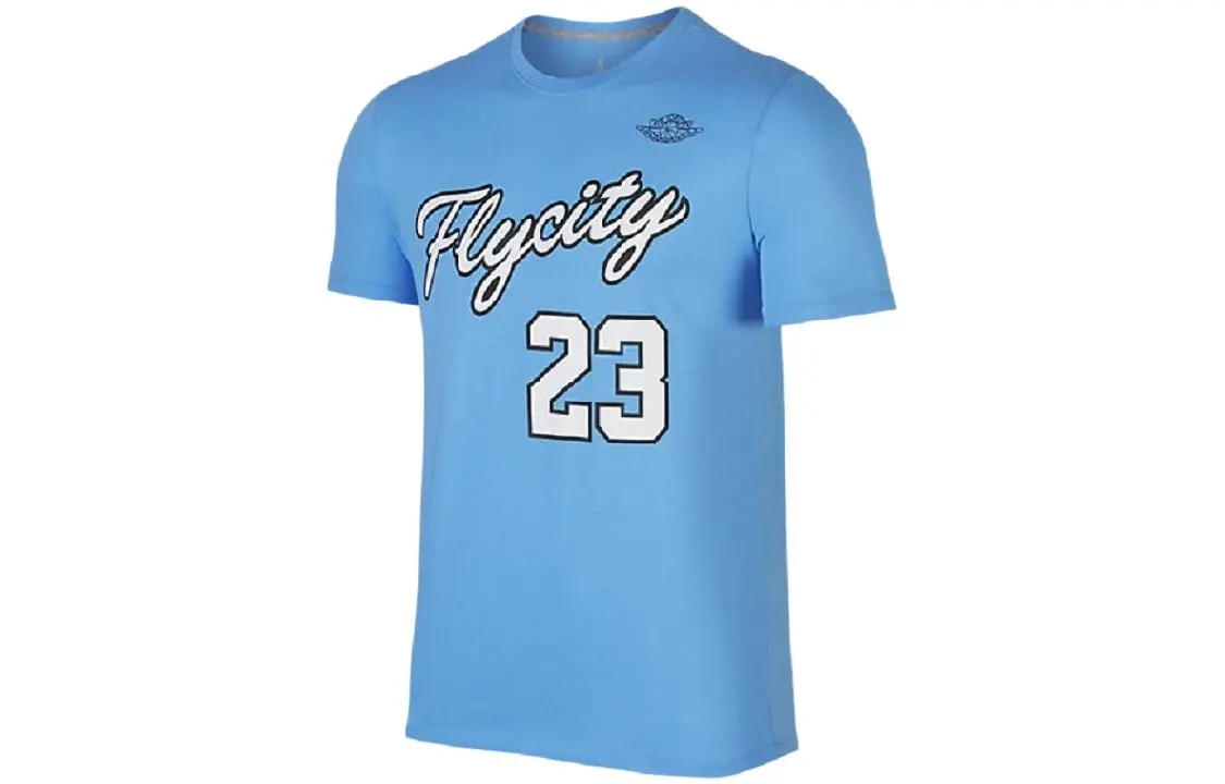 Jordan Fly City T-Shirts Men's Blue Crew Neck Moderate Straight Fit