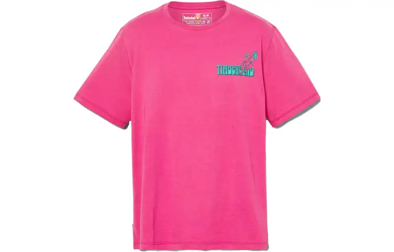 Timberland T Shirts Unisex Rose Red Crew Neck Moderate Straight Fit