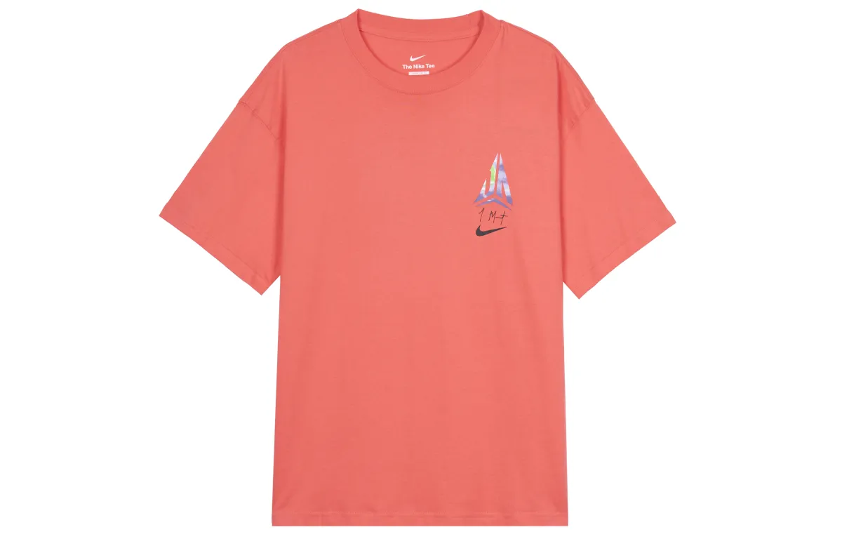 Nike T-Shirts Men's Orange Crew Neck Moderate Straight Fit