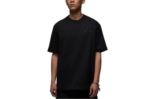 Jordan T Shirts Men's Black Crew Neck Moderate Straight Fit