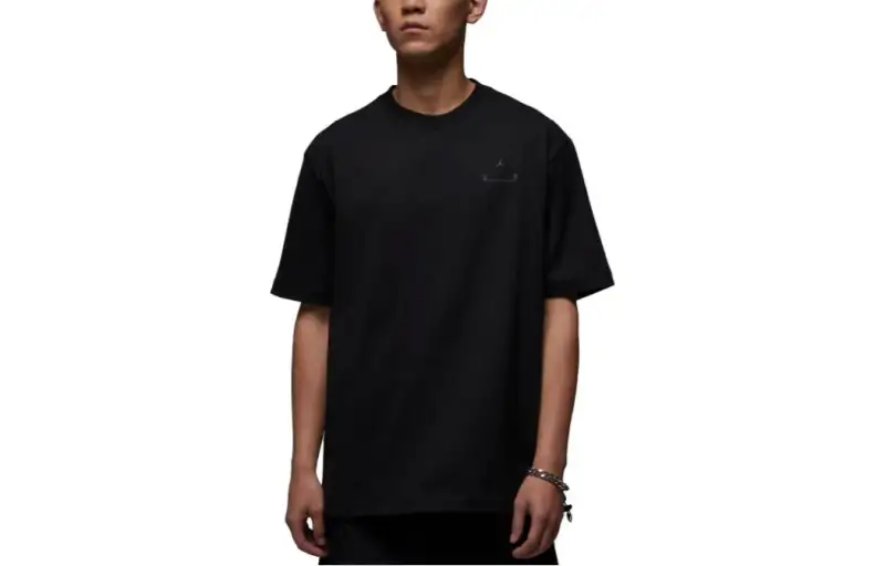 Jordan T Shirts Men's Black Crew Neck Moderate Straight Fit