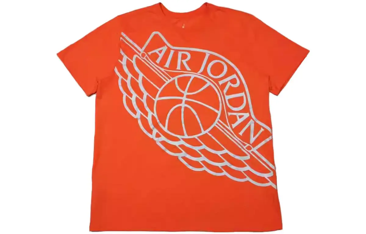 Jordan T-Shirts Men's Orange Crew Neck Moderate Straight Fit
