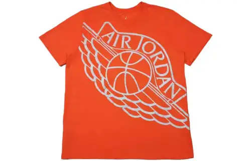 Jordan T Shirts Men's Orange Crew Neck Moderate Straight Fit