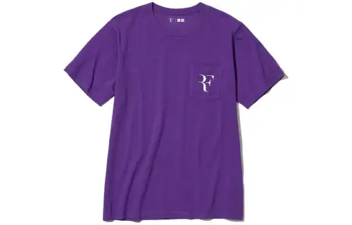 UNIQLO T Shirts Unisex Purple Crew Neck Moderate Straight Fit