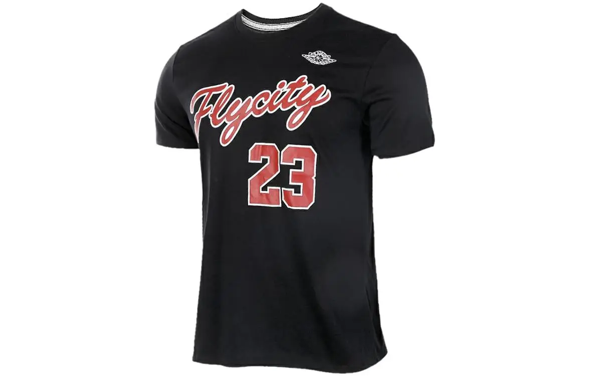 Jordan Flycity T-Shirts Men's Black Crew Neck Moderate Straight Fit