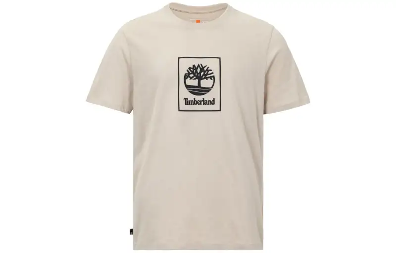 Timberland T Shirts Men's Fossil Gray Crew Neck Moderate Straight Fit