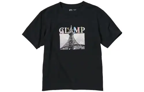 UNIQLO/X CLAMP SS23 T Shirts Unisex Black Crew Neck Moderate Straight Fit