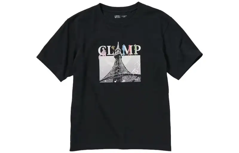 UNIQLO/X CLAMP SS23 T Shirts Unisex Black Crew Neck Moderate Straight Fit