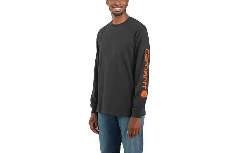 Carhartt K231 HEAVYWEIGHT LONG SLEEVE LOGO SLEEVE GRAPHIC T SHIRT T Shirt LOOSE FIT Men's
