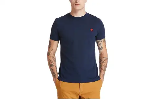 Timberland T Shirts Men's Dark Blue Crew Neck Moderate Straight Fit