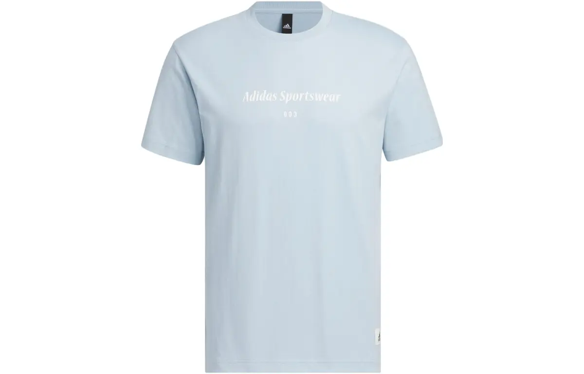 Adidas T-Shirts Men's Blue Crew Neck Moderate Straight Fit