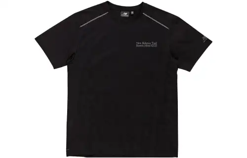 New Balance T Shirts Men's Black Crew Neck Moderate Straight Fit