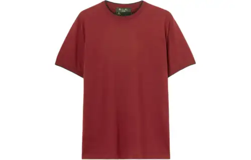 Loro Piana Vicuña Sea Island Crew Neck T Shirt Men's Red