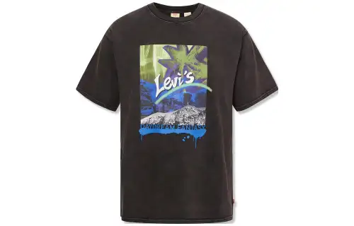 Levis T Shirts Men's Black Crew Neck Moderate