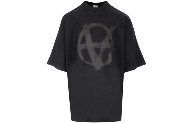 Vetements T Shirts Men's Black Crew Neck Moderate Straight Fit