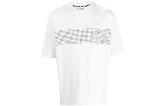 LACOSTE T Shirts Men's White Crew Neck Moderate Straight Fit
