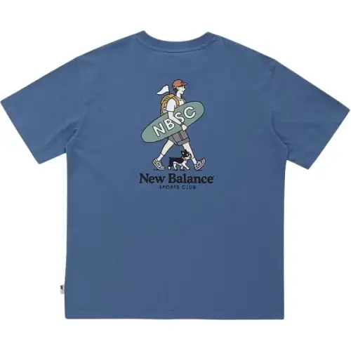 New Balance T Shirts Men's Blue Crew Neck Moderate Straight Fit