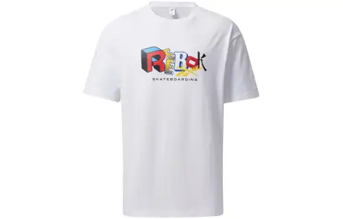 Reebok T Shirts Unisex White Crew Neck Moderate Straight Fit