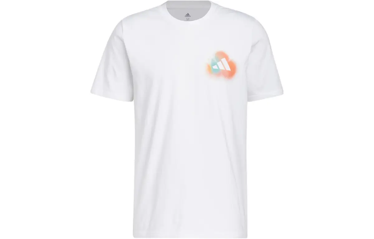 Adidas T-Shirts Men's White Crew Neck Moderate Straight Fit
