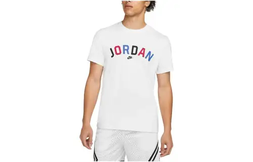 Jordan T Shirts Men's White Crew Neck Moderate Straight Fit