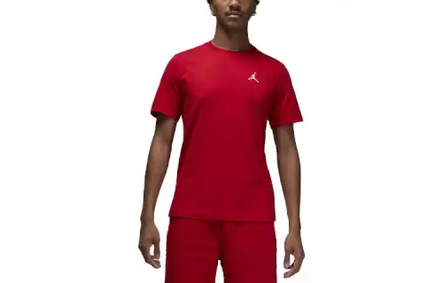Jordan T Shirts Men's Red Crew Neck Moderate Straight Fit