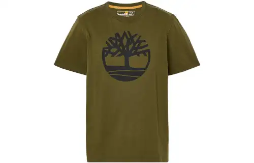 Timberland T Shirts Men's Dark Green Crew Neck Moderate Straight Fit