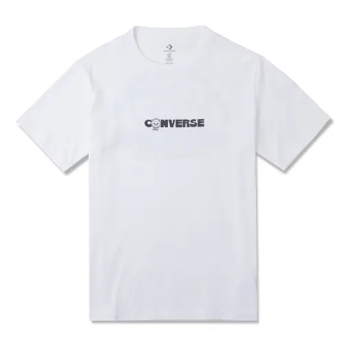 Converse T Shirts Unisex White Crew Neck Moderate Straight Fit