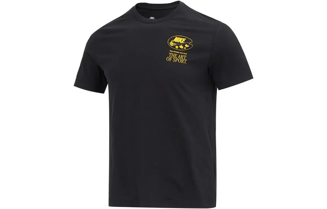 Nike T-Shirts Men's Black Crew Neck Moderate Straight Fit