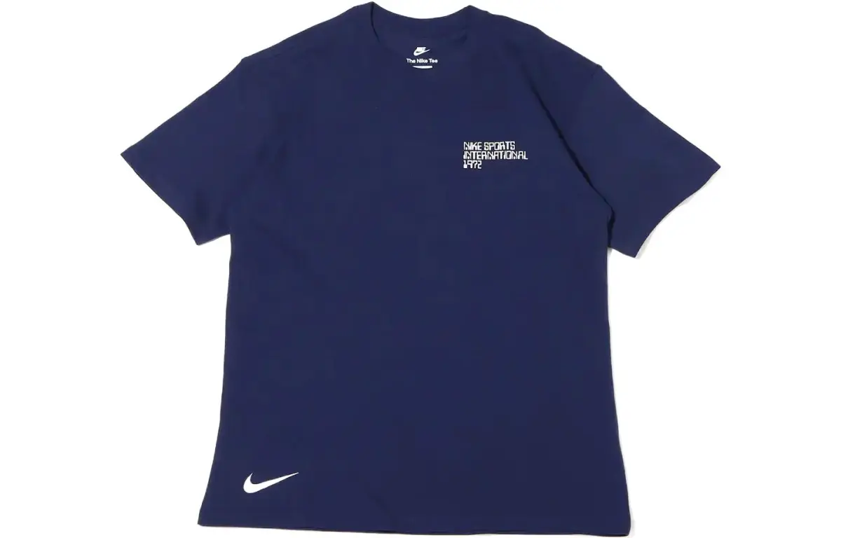 Nike T-Shirts Men's Blue Crew Neck Moderate Straight Fit