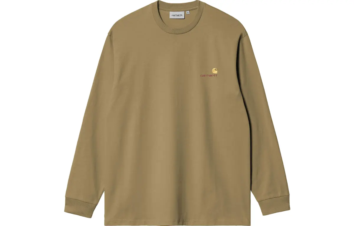 Carhartt WIP T-Shirts Men's Withered Wood Yellow Crew Neck Moderate Straight Fit
