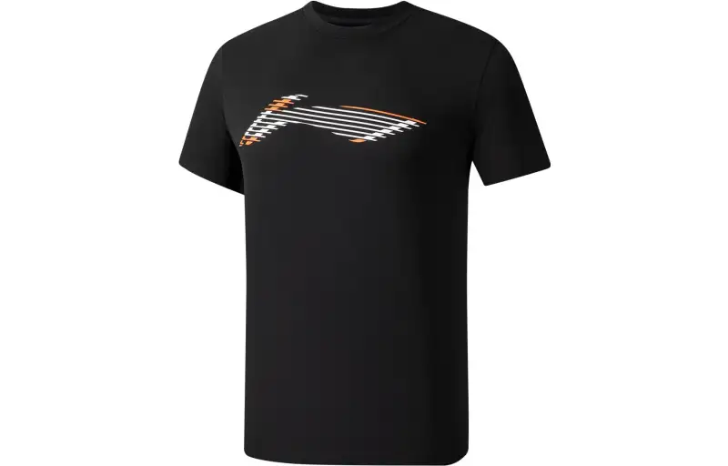 Li Ning Fitness Series T Shirts Men's Black Crew Neck Moderate Straight Fit