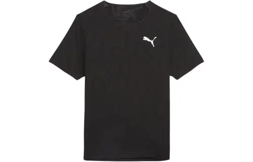 PUMA T Shirts Men's Black Crew Neck Moderate Straight Fit