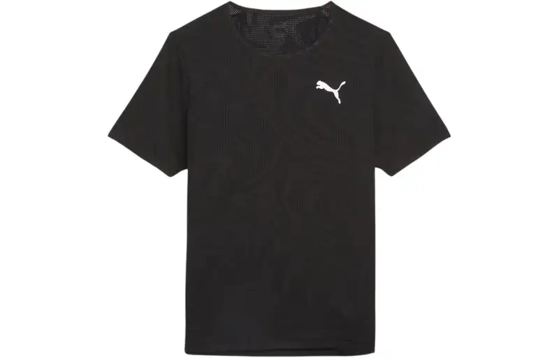 PUMA T Shirts Men's Black Crew Neck Moderate Straight Fit