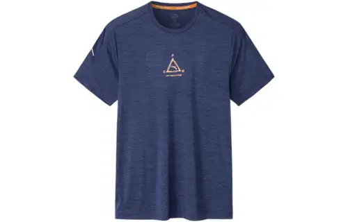 ANTA Variety Training Collection T Shirts Men's Obsidian Blue Flower Gray Crew Neck Moderate Straight Fit