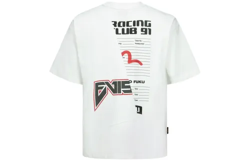 EVISU T Shirts Men's White Crew Neck Moderate Straight Fit