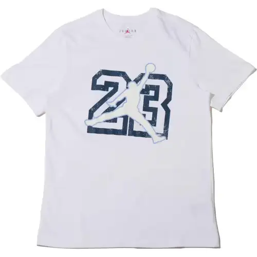 Jordan T Shirts Men's White Crew Neck Moderate Straight Fit