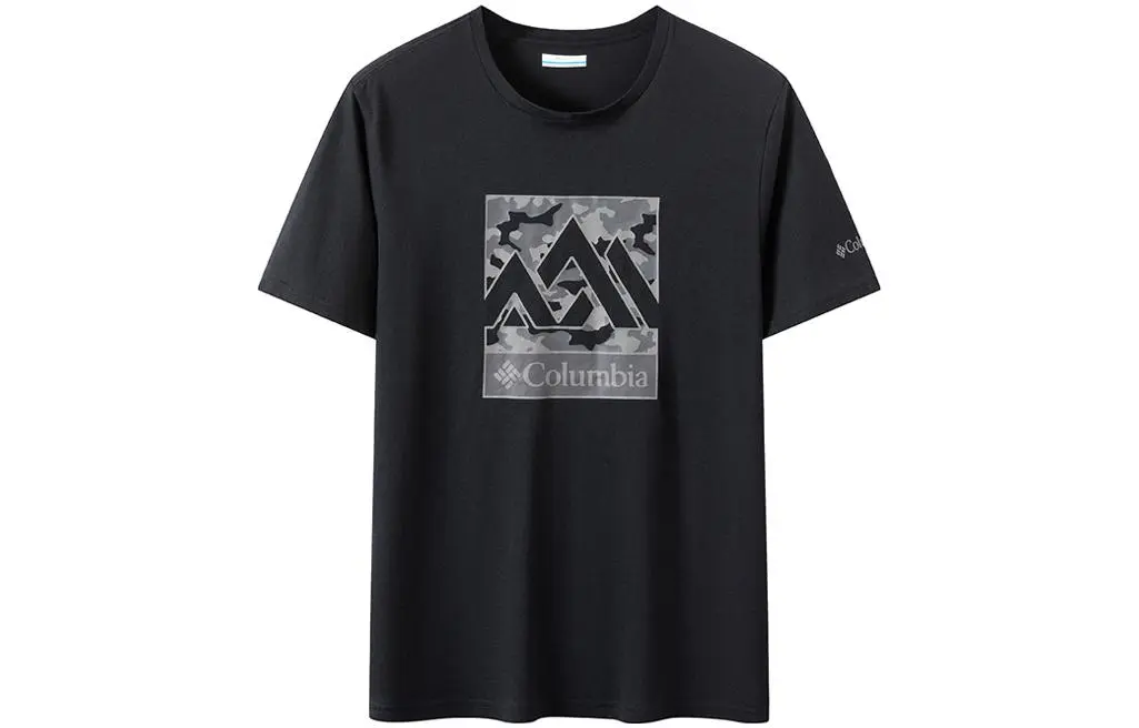 Columbia T-Shirts Men's Black Crew Neck Moderate Straight Fit