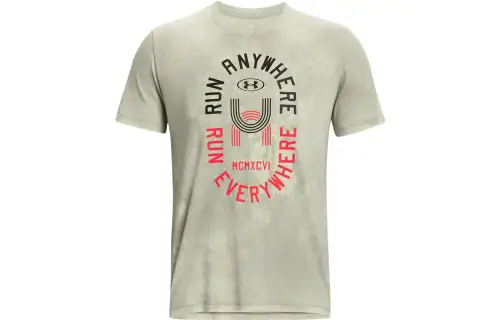 Under Armour T Shirts Men's Green Crew Neck Moderate Straight Fit