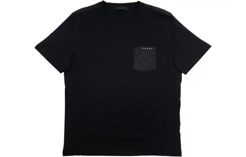 PRADA T Shirts Men's Black Crew Neck Moderate Straight Fit