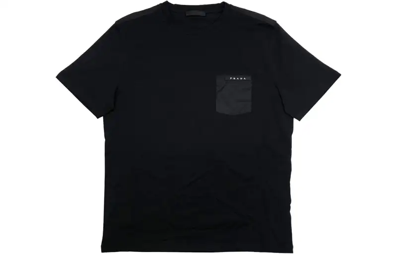 PRADA T Shirts Men's Black Crew Neck Moderate Straight Fit
