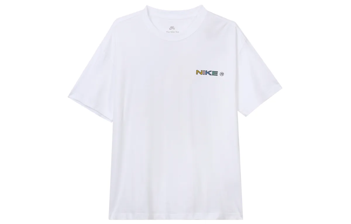 Nike T-Shirts Men's White Crew Neck Moderate Straight Fit