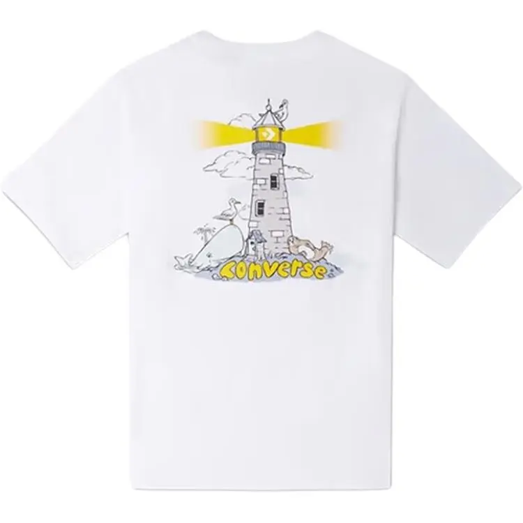 Converse T Shirts Men's White Crew Neck Moderate Straight Fit