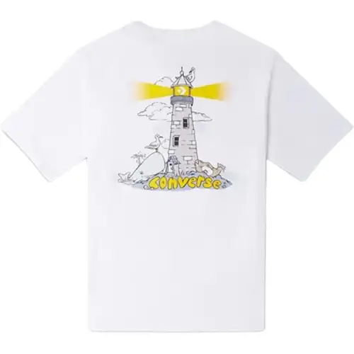 Converse T Shirts Men's White Crew Neck Moderate Straight Fit