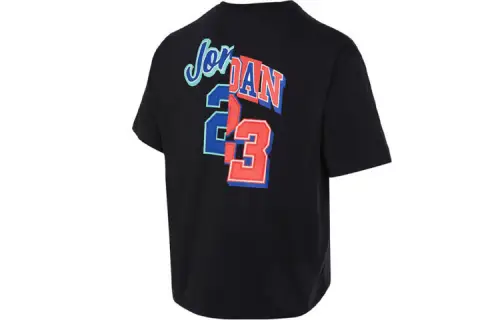 Jordan T Shirts Men's Black Crew Neck Moderate Straight Fit