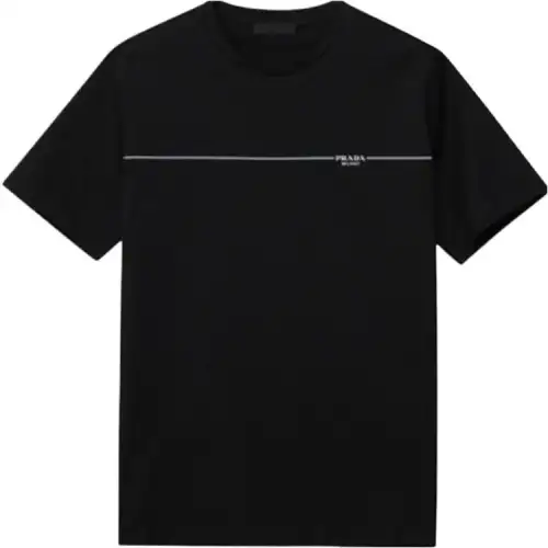 PRADA T Shirts Men's Black Crew Neck Moderate Straight Fit