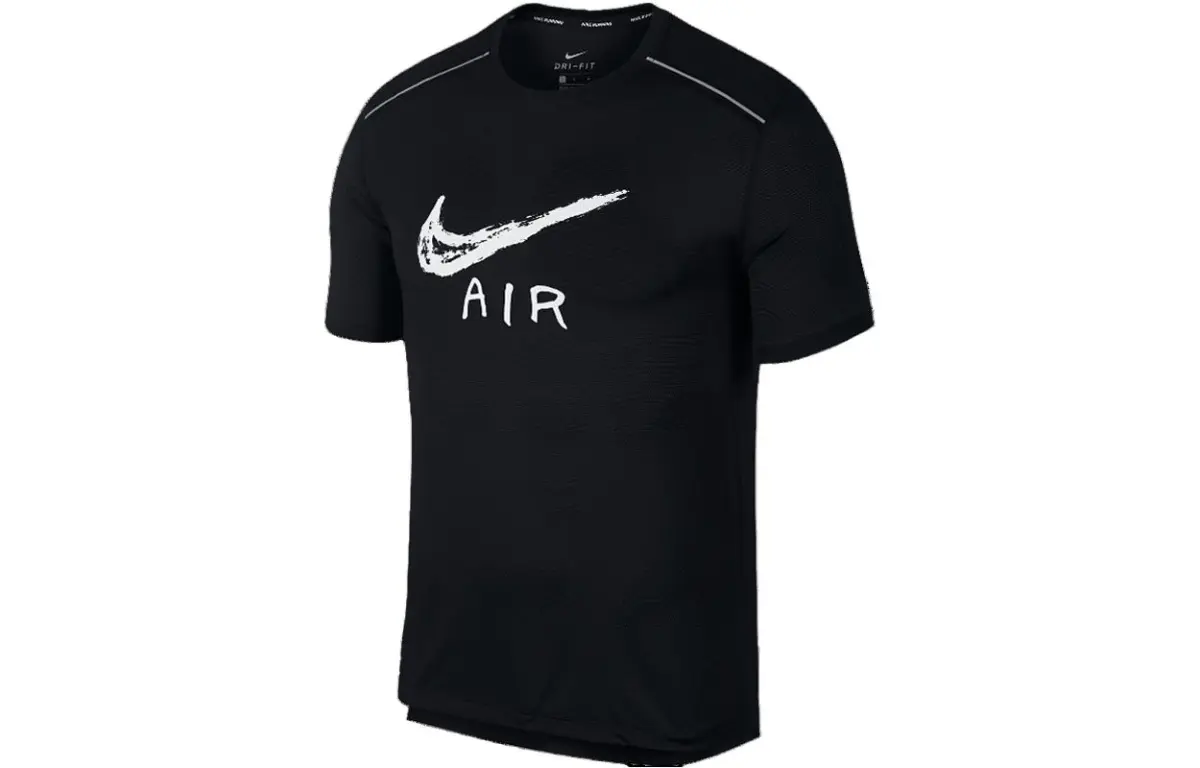 Nike T-Shirts Men's Black Crew Neck Moderate Straight Fit