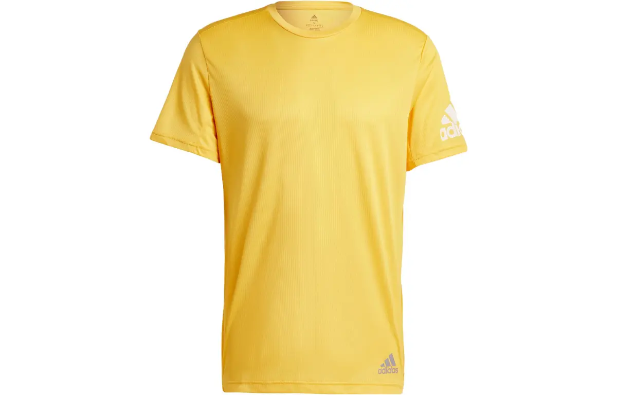 Adidas T-Shirts Men's Sunlight Yellow Crew Neck Moderate Straight Fit