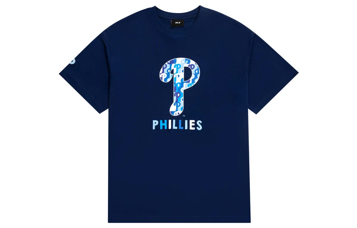 MLB T-Shirts Unisex Navy Blue Crew Neck Moderate