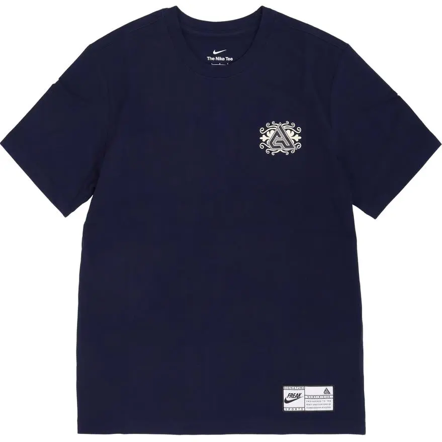 Nike T-Shirts Men's Blue Crew Neck Moderate Straight Fit