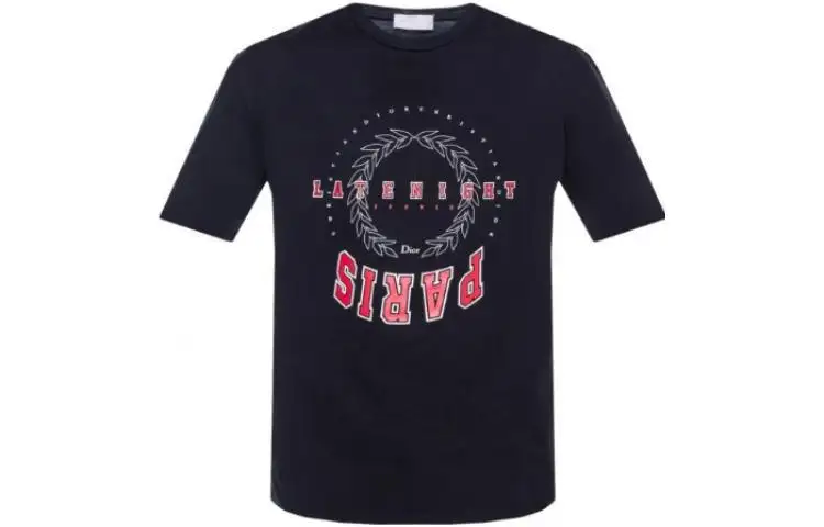 DIOR T Shirts Men's Black Crew Neck Moderate Straight Fit